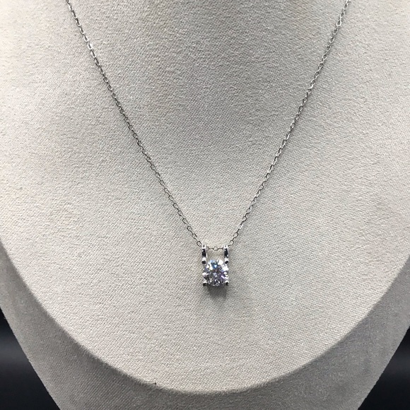 925 Sterling Silver 1.00CT MOISSANITE Solitaire pendant necklace size 18” - Picture 7 of 16